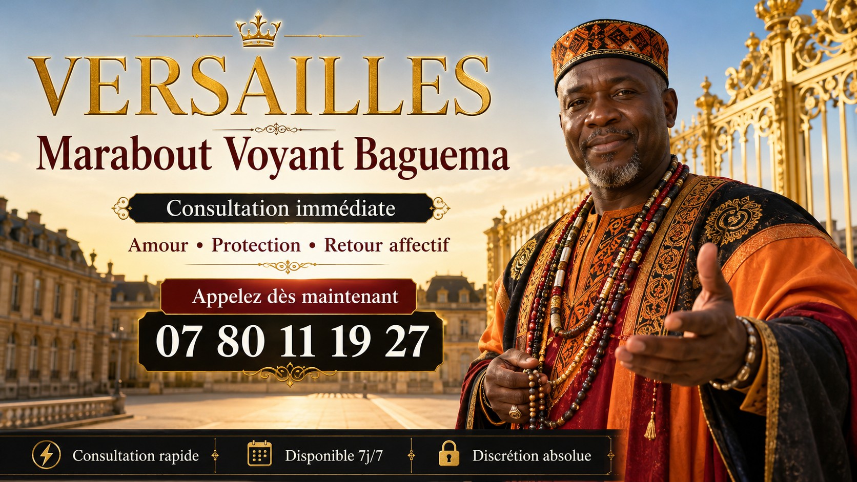 Marabout Baguema pour une consultation depuis Versailles